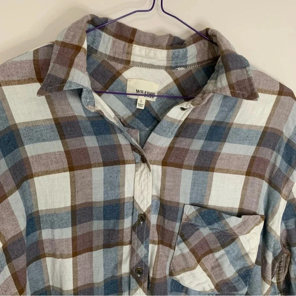 Aritzia Wilfred Free Plaid Long Sleeve 100% Cotton Button Down Shirt  S - Picture 8 of 10